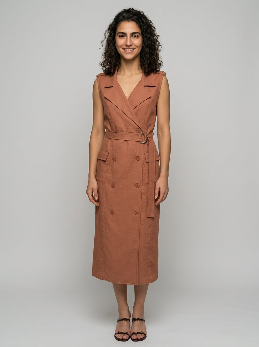 Robe Lefkada — Terre Cuite Lin Croise Chemisier