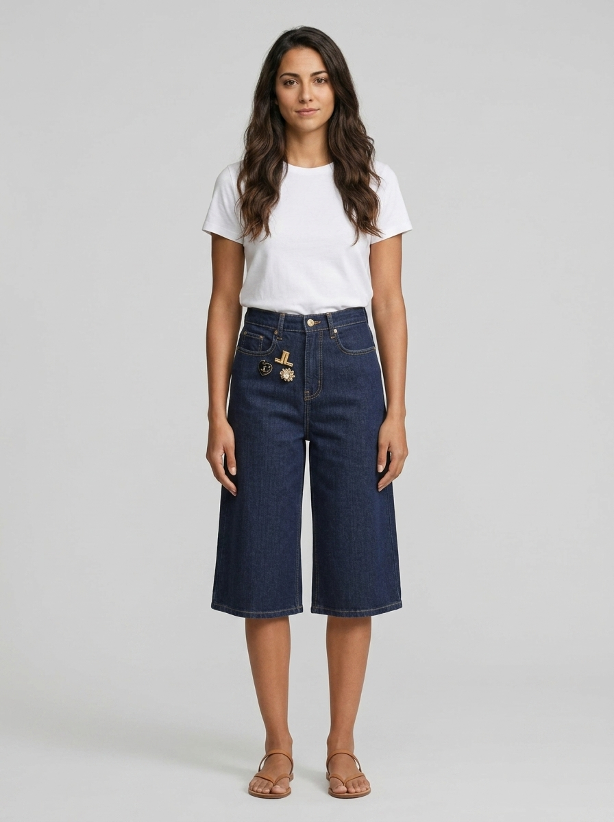 Bermuda Jean — avec Épingles Décoratives
