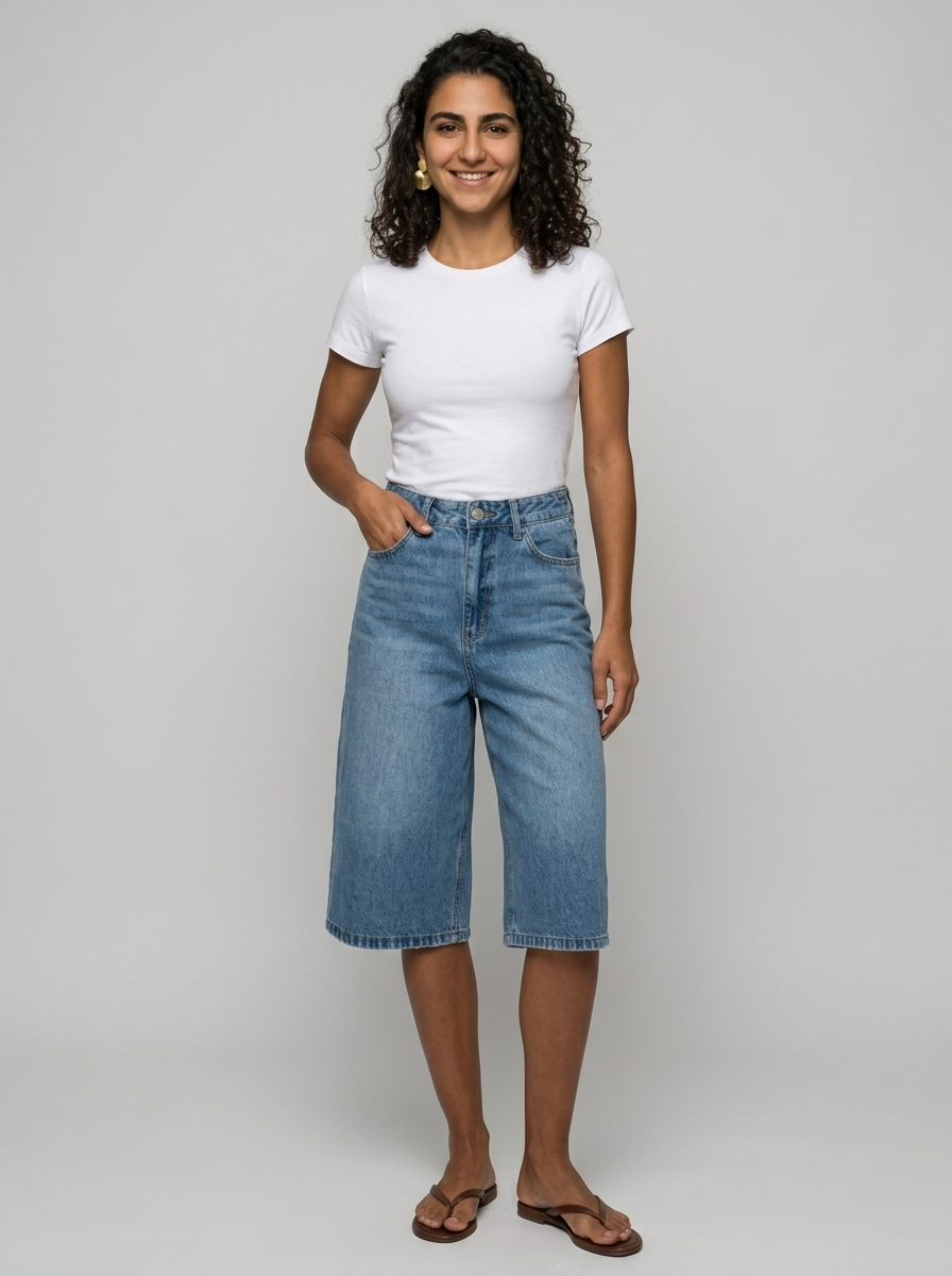 Bermuda Jean Baggy — Taille Haute