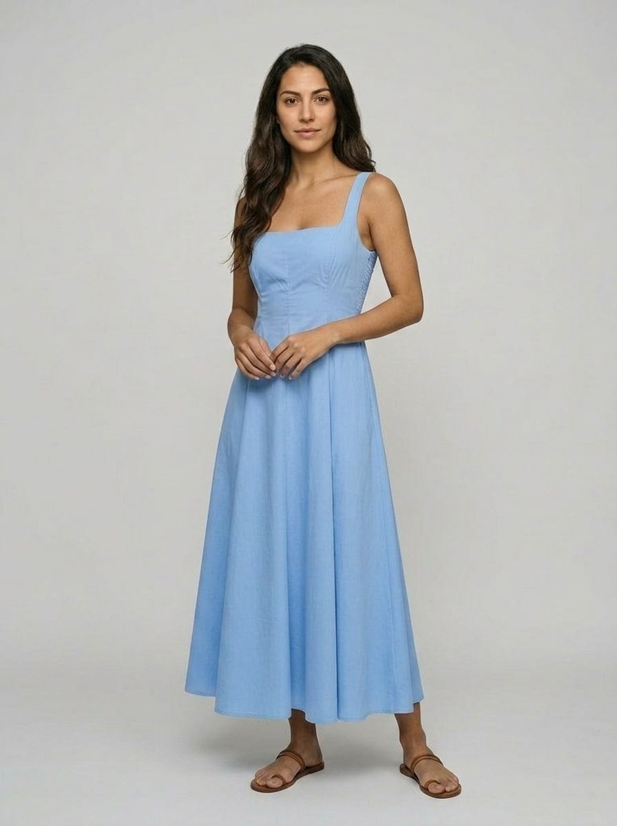 Robe Othonoi — Bleu Ciel Encolure Carrée