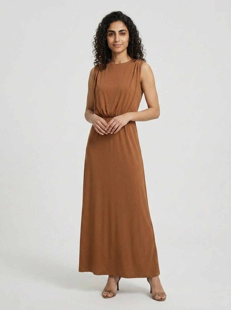 Robe Skyros — Terre Cuite Jersey Sans Manches