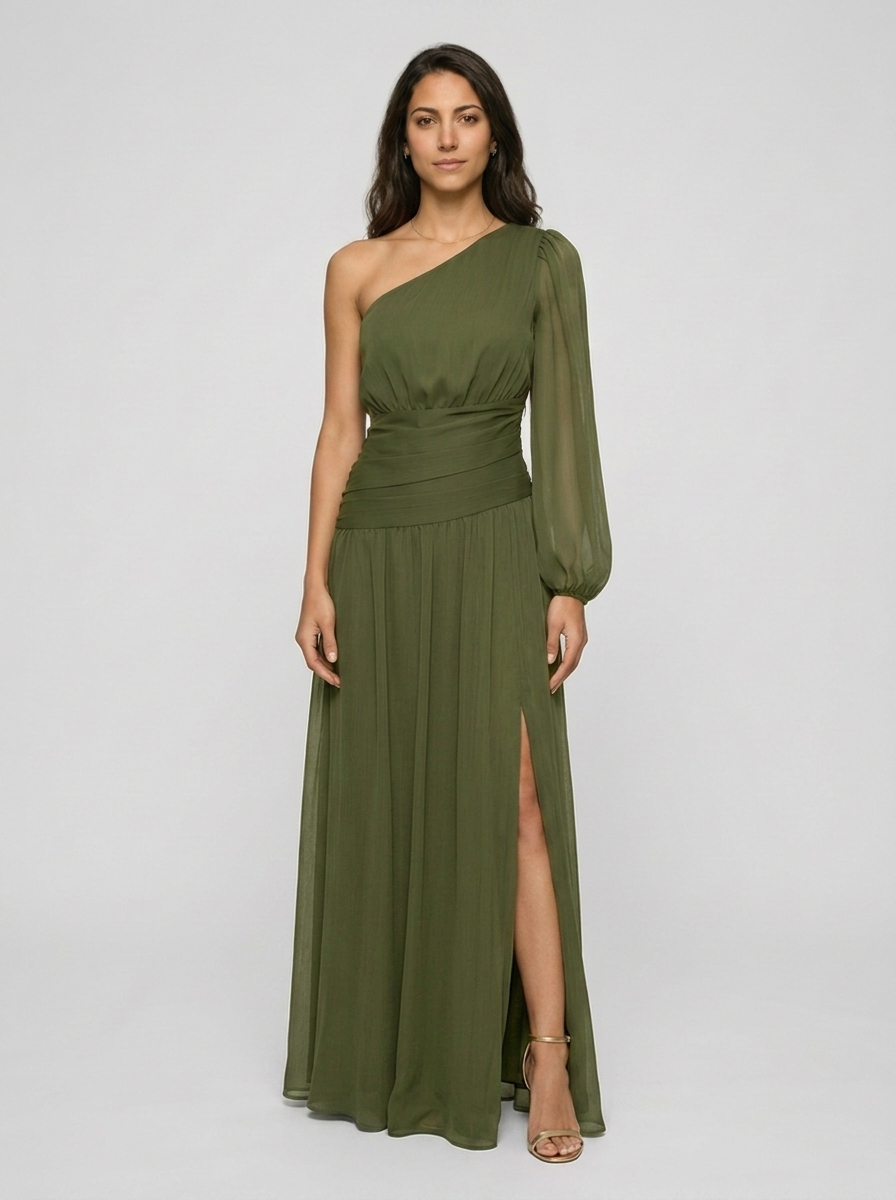 Robe Kea — Kaki Une Épaule Longue Manche
