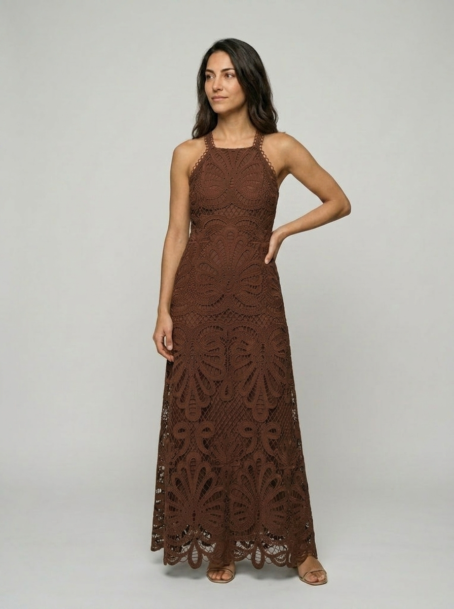 Robe Kastos — Marron Dentelle Guipure