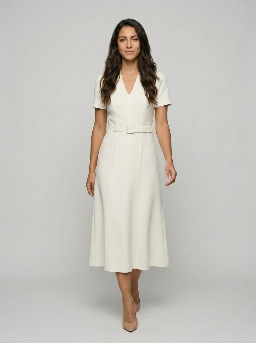 Robe Iraklia — Blanche Col en V à Manches