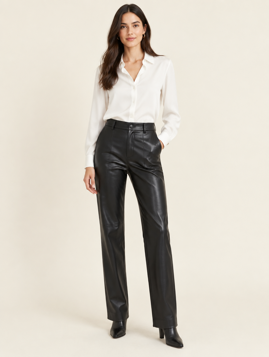 Pantalon Effet Cuir Sifnos — Noir