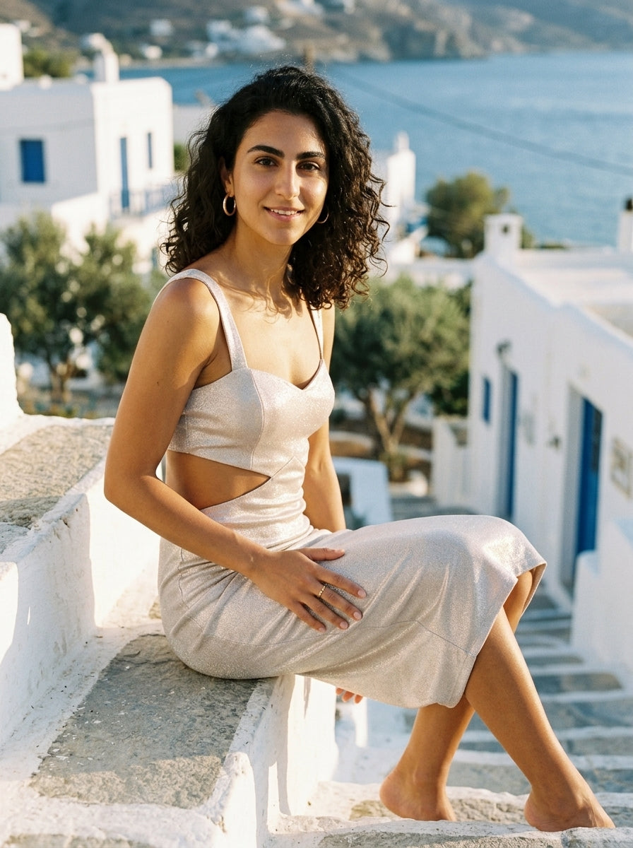 Φόρεμα Paxoi — Σαμπανί Σατέν cut-out