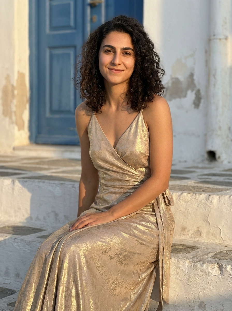 Φόρεμα Sifnos — Χρυσό Κρουαζέ μεταλλικό