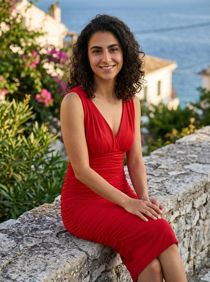 Φόρεμα Astypalaia — Κόκκινο Σουρωτό v bodycon