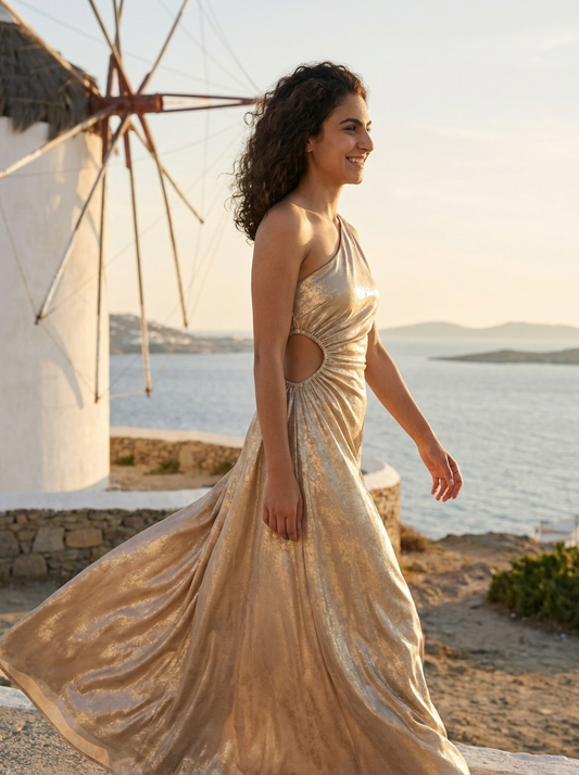 Robe Sifnos — Dorée Croisée Métallique