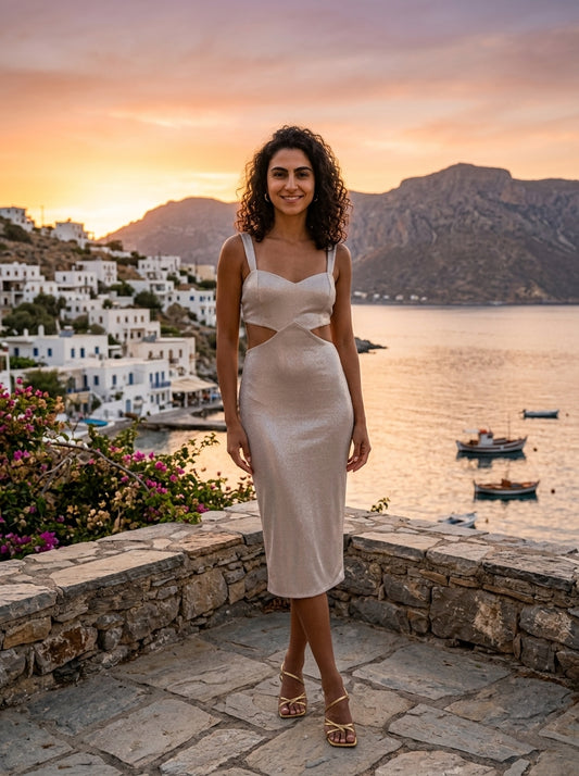 Robe Paxoi — Champagne Satin Cut-Out