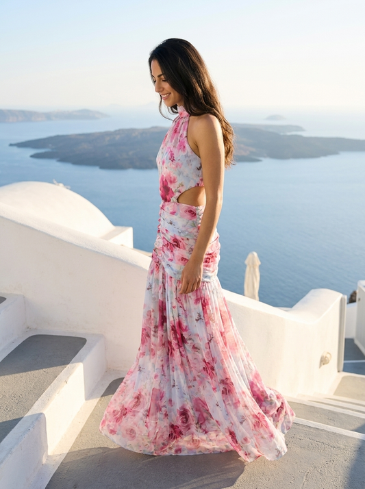 Robe Anafi — Rose Florale Halter