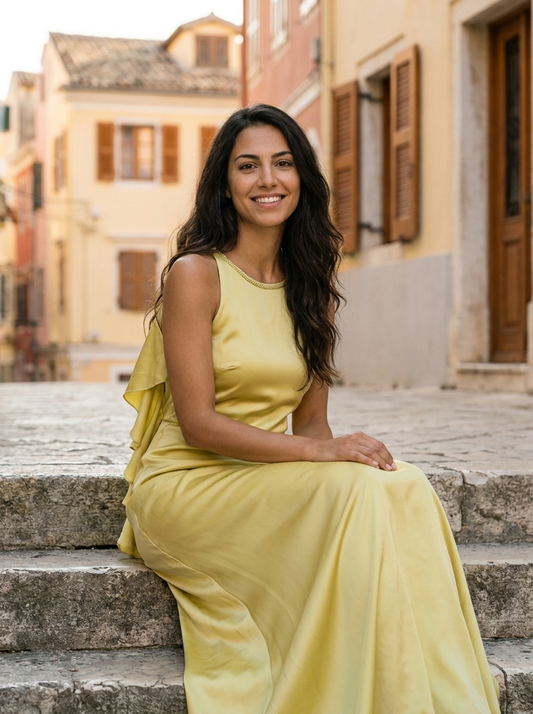 Robe Chalki — Citron à Volants