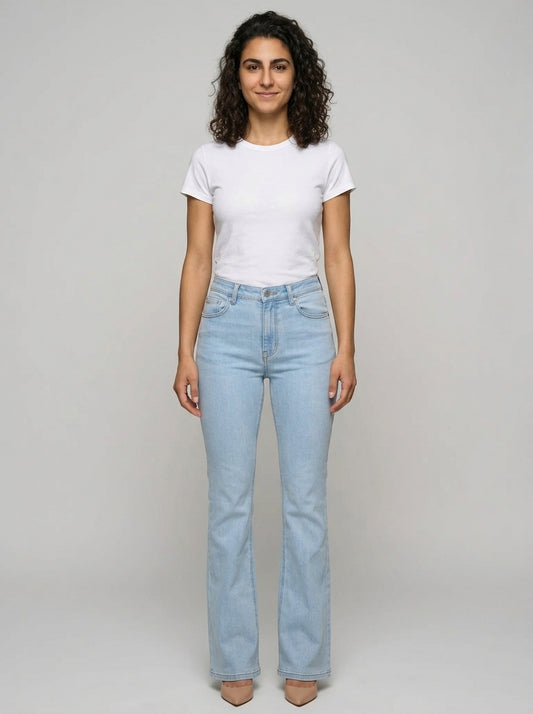 Τζιν Παντελόνι Καμπάνα — Ανοιχτό Denim