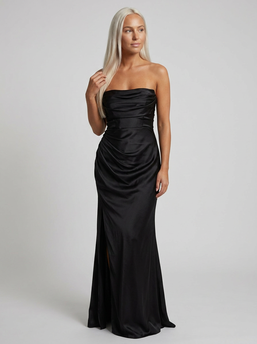 Strapless Σατέν Maxi Φόρεμα - studio