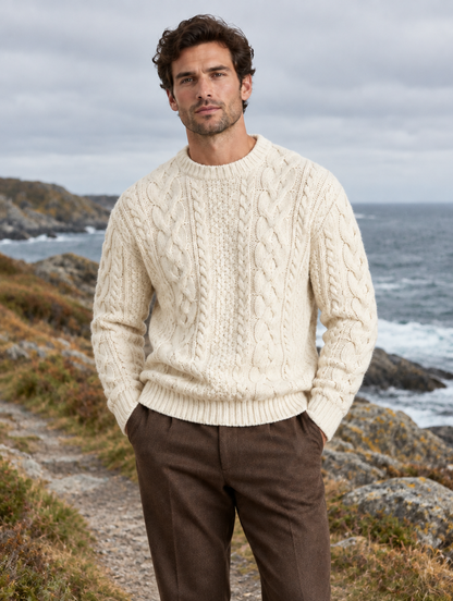 Pull Torsadé Sifnos — Écru Homme