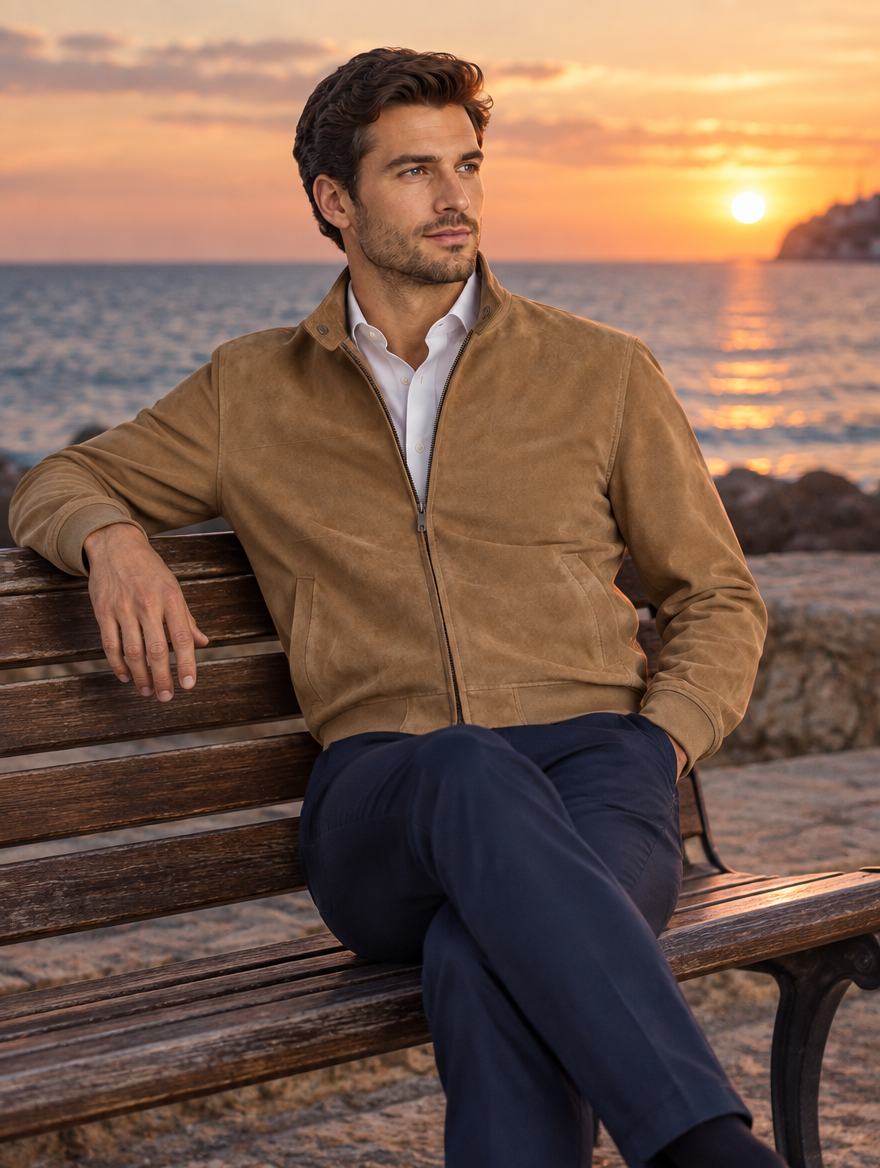 Blouson Aspect Daim Lemnos — Homme