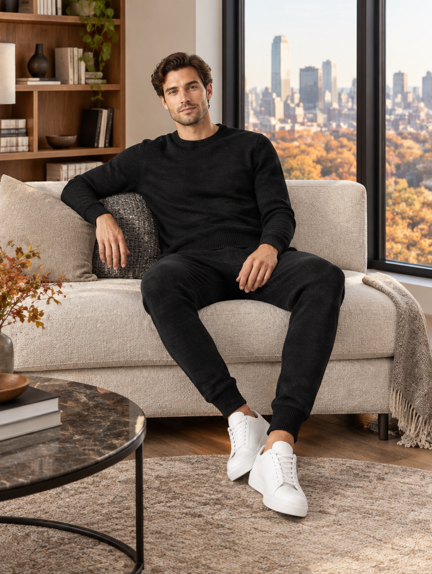 Jogging Maille Premium Vikos — Noir
