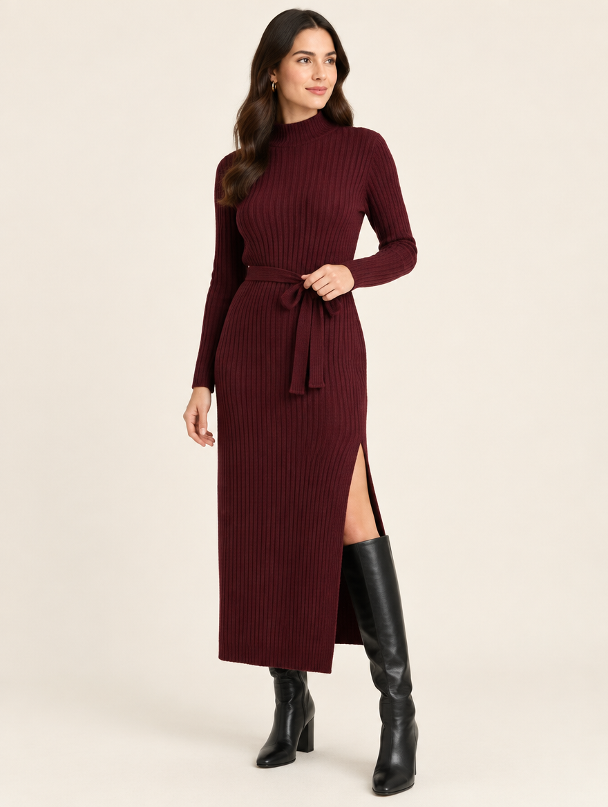 Robe pull Nafplio bordeaux - studio